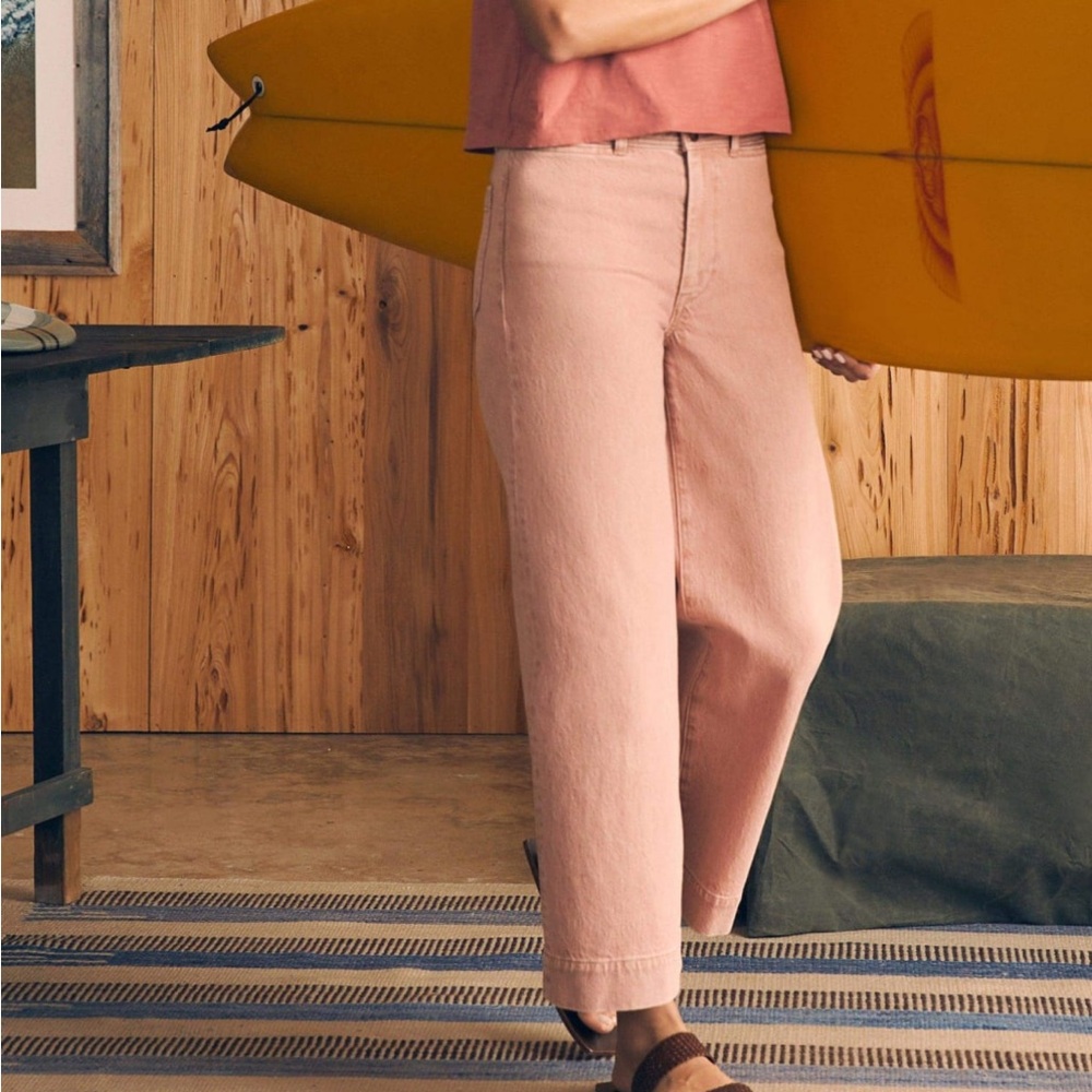 Faherty harbor crop 25 Pink Wide-Leg Jeans